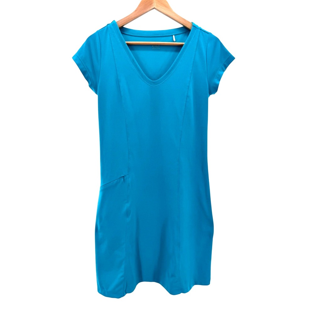 Toad & Co‎ Womens Blue Outdoor Athletic Zip Pocket Short Sleeve Dress Medium